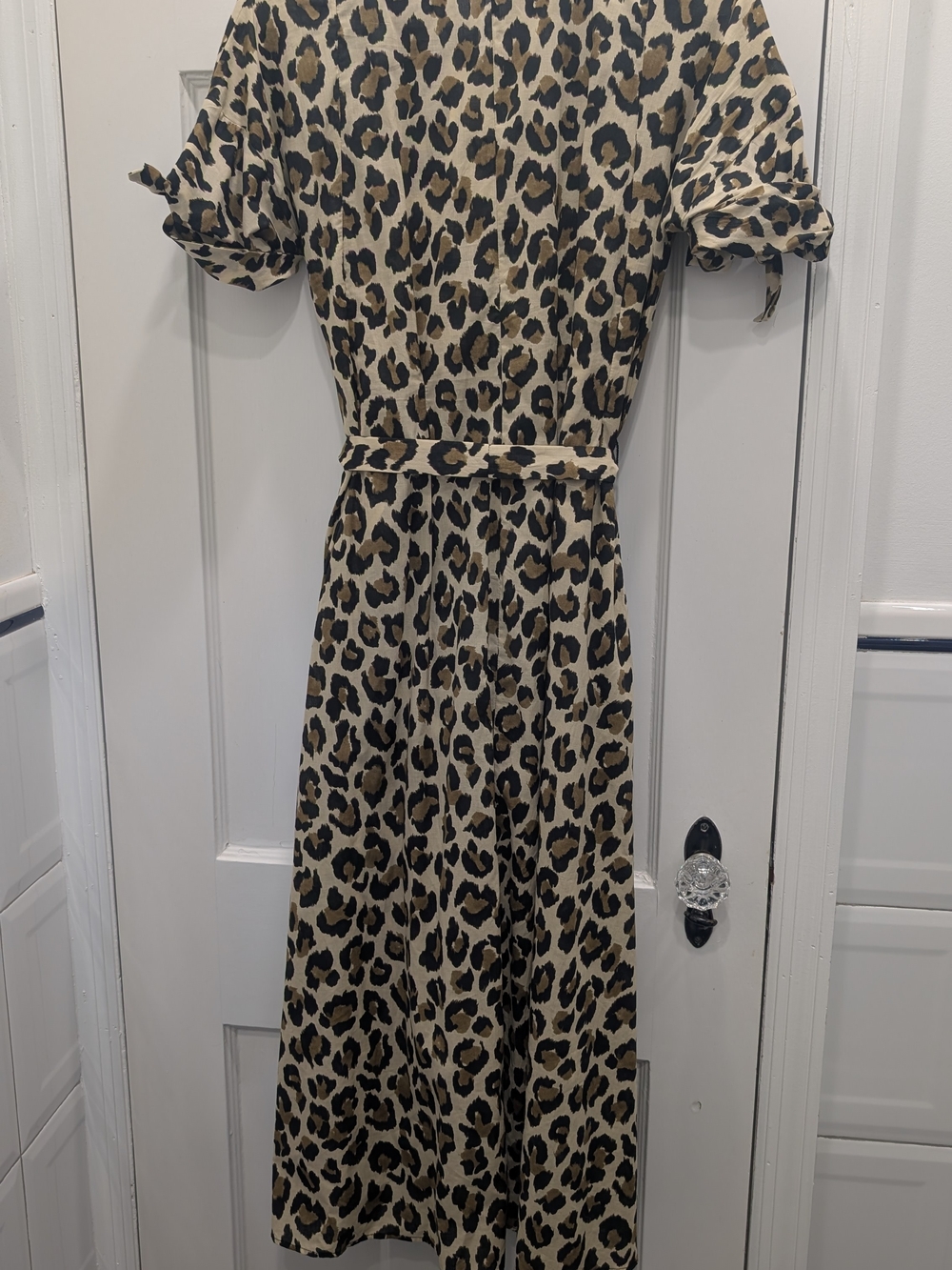 Zara Leopard Print Maxi Buttondown Dress - Beige Black Brown - Picture 4 of 6